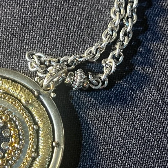 Vintage Chico’s Silver and Gold Concentric Necklace - Picture 3 of 5